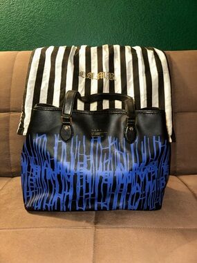 L.A.M.B. Black Tote with Cobalt Blue Graphic - pristine condition